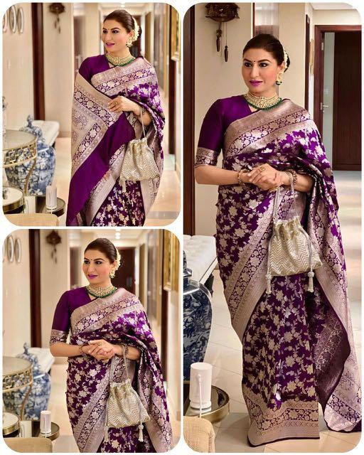 Wine Color Charming Sangeet Wear Art Silk Fabric Saree With