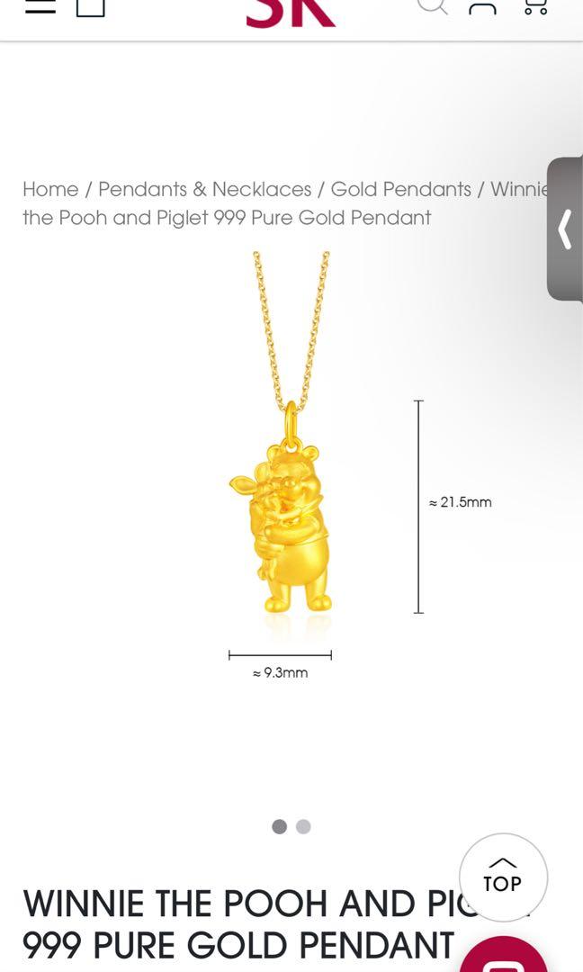 Winnie the Pooh and Piglet 999 Pure Gold Pendant Women s Fashion