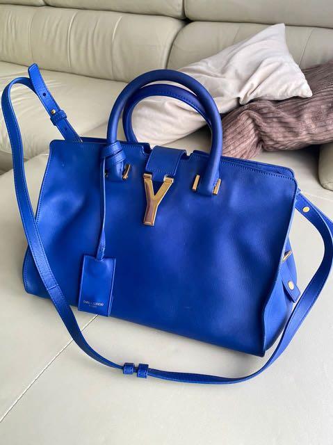 YVES SAINT LAURENT YSL Fuchsia Calfskin Leather Small Cabas Chyc