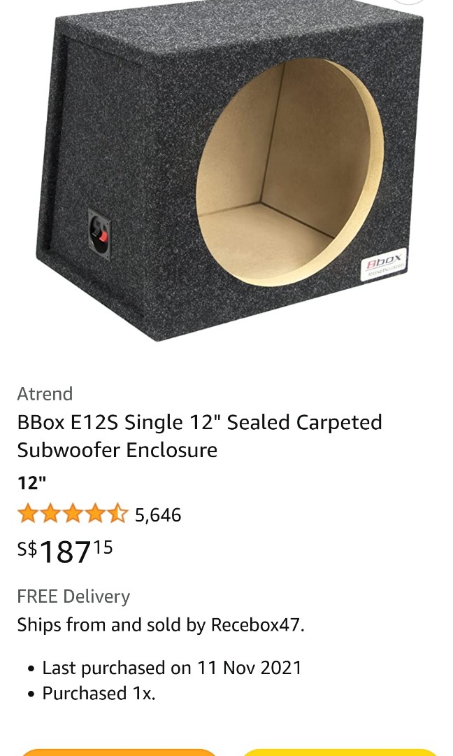 12" Sub Box, Car Accessories, Accessories on Carousell