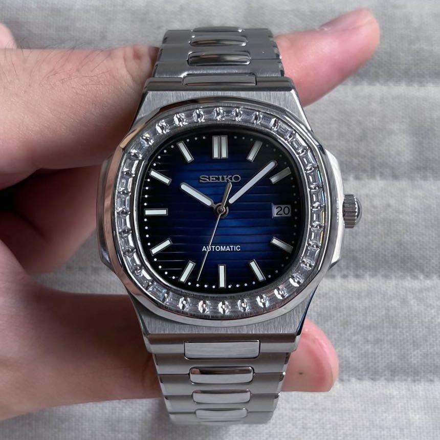 PREORDER] Seiko Diamond Baguette-Cut Nautilus Homage/Build/Mod in 41mm with  Seiko NH35 automatic movement, Luxury, Watches on Carousell