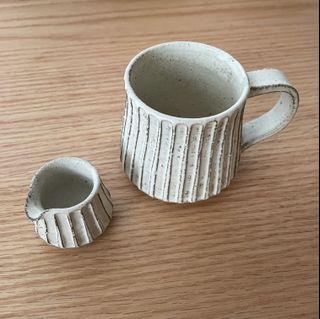 日本陶藝作家 小谷田潤 手作 咖啡杯 奶盅套裝