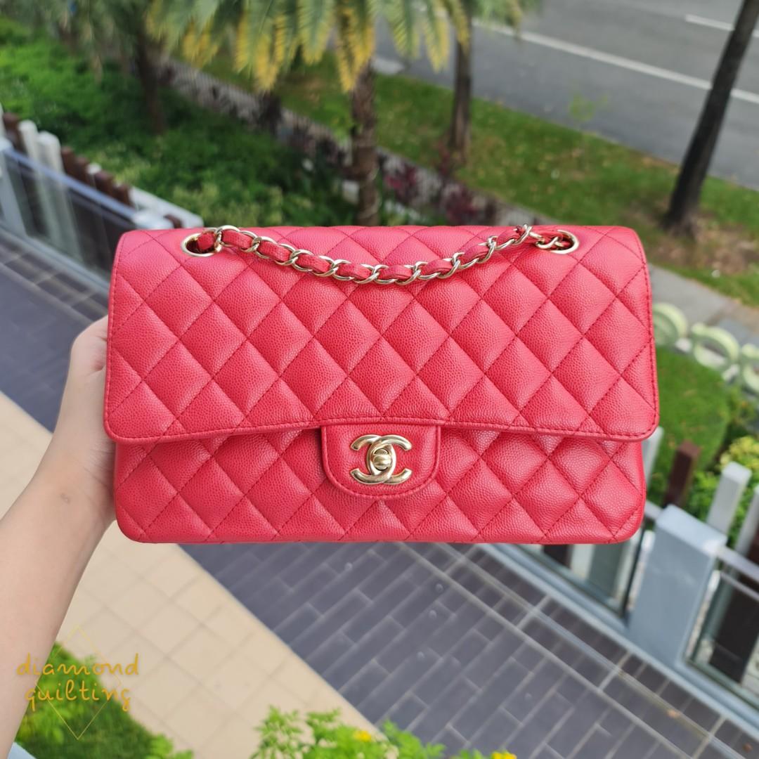 🎀 [SOLD] CHANEL CAVIAR CLASSIC FLAP BAG MEDIUM CORAL RED DARK PINK CF  CHAMPAGNE LIGHT GOLD HARDWARE GHW LGHW / lambskin mini small jumbo, Luxury,  Bags & Wallets on Carousell