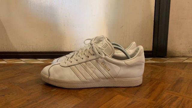 adidas gazelle all white leather
