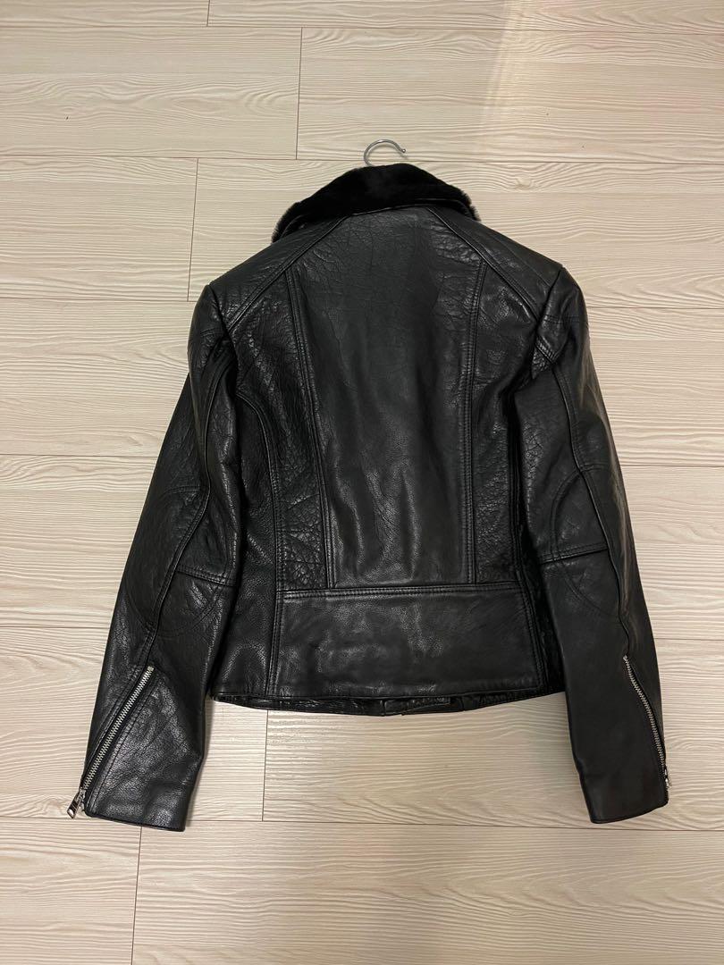 [全新］allsaints pataya lux biker 奢華系列毛領黑色騎士皮衣外套 uk6 英國東倫敦