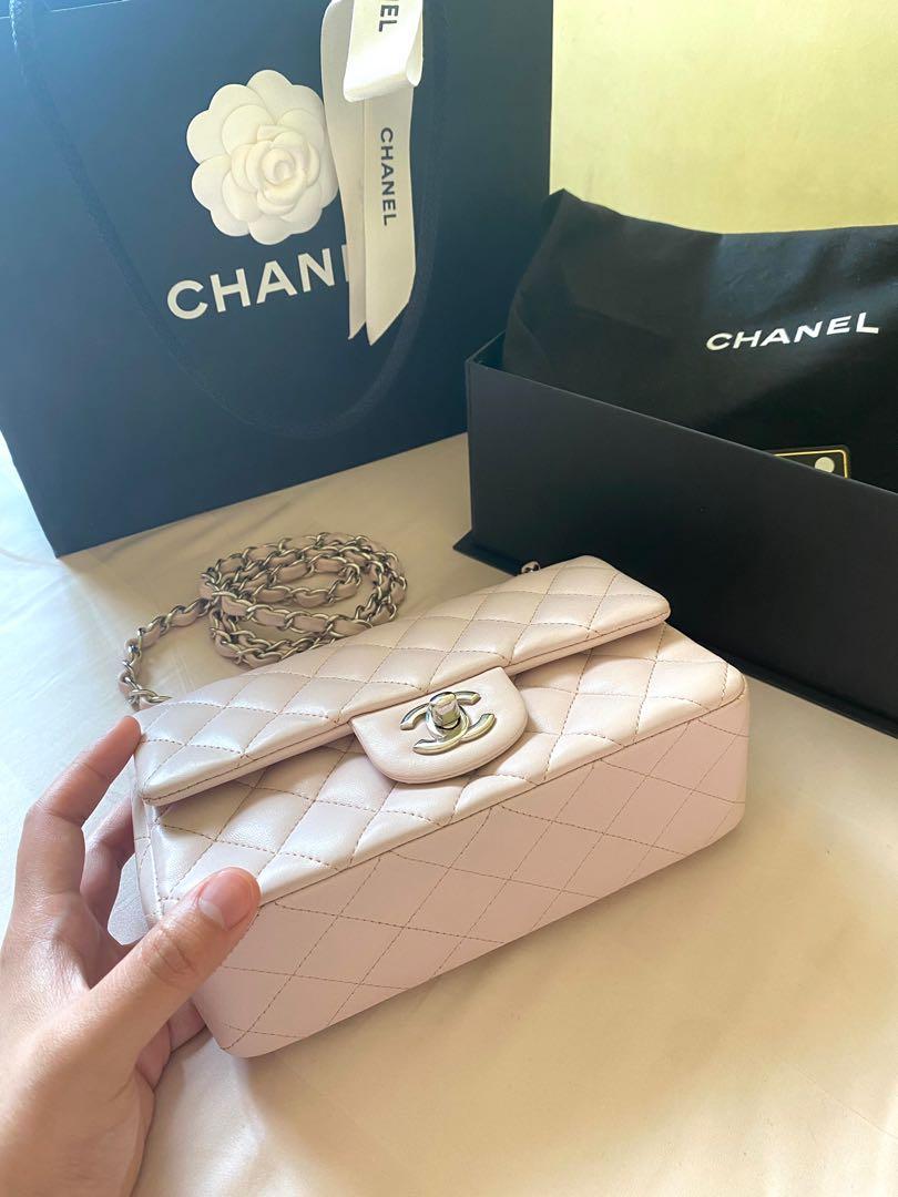 Chanel Mini Rectangular Flap (Full Set) / RARE Colour “lilac” Light Pearl  Pink , Luxury, Bags & Wallets on Carousell