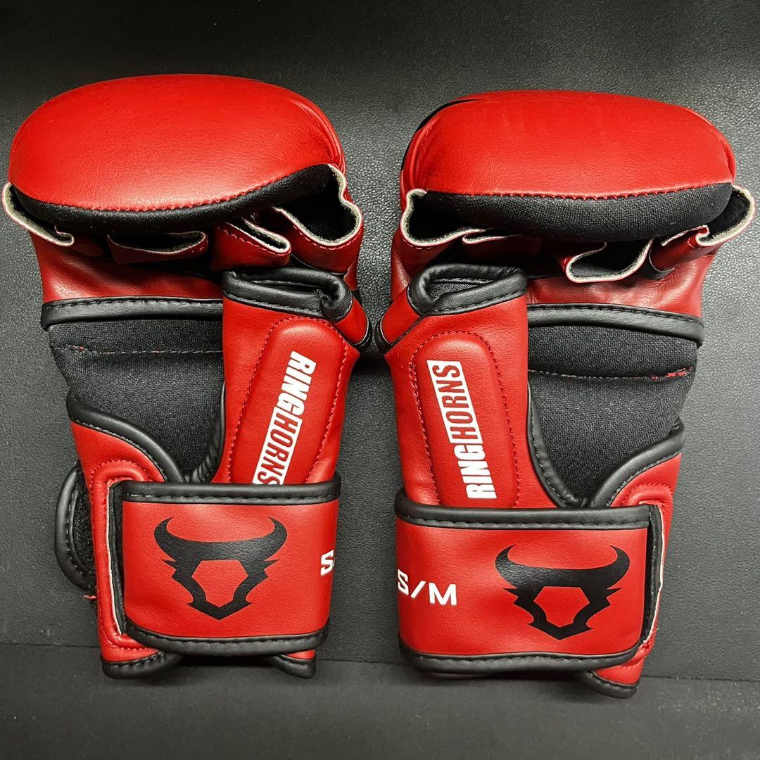 AUTHENTIC MMA GLOVES RED GEL WRAP RINGHORNS GLOVES FOR MMA BY