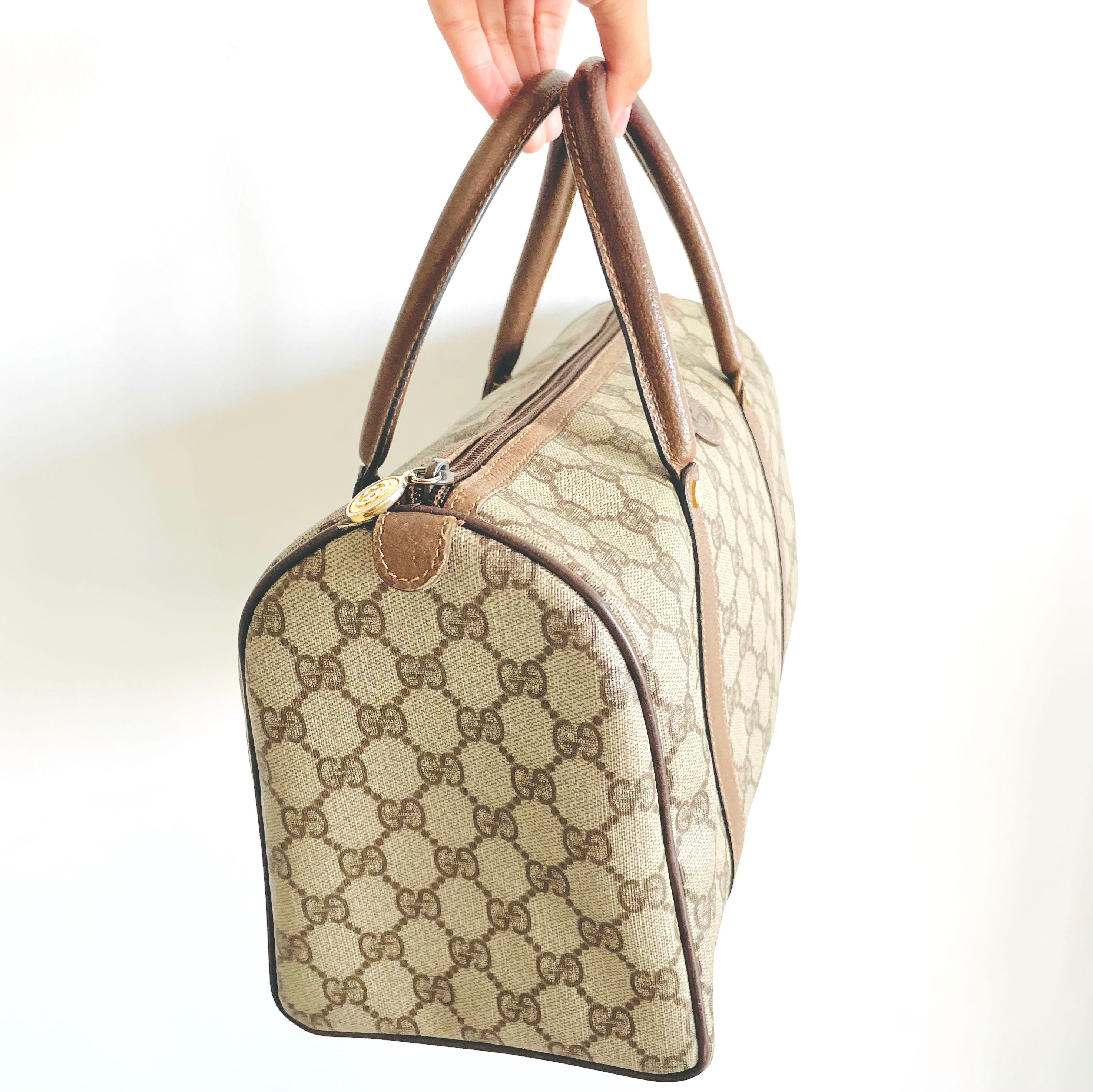 Auth Vintage Gucci GG Monogram XLarge Boston Speedy Satchel Bag