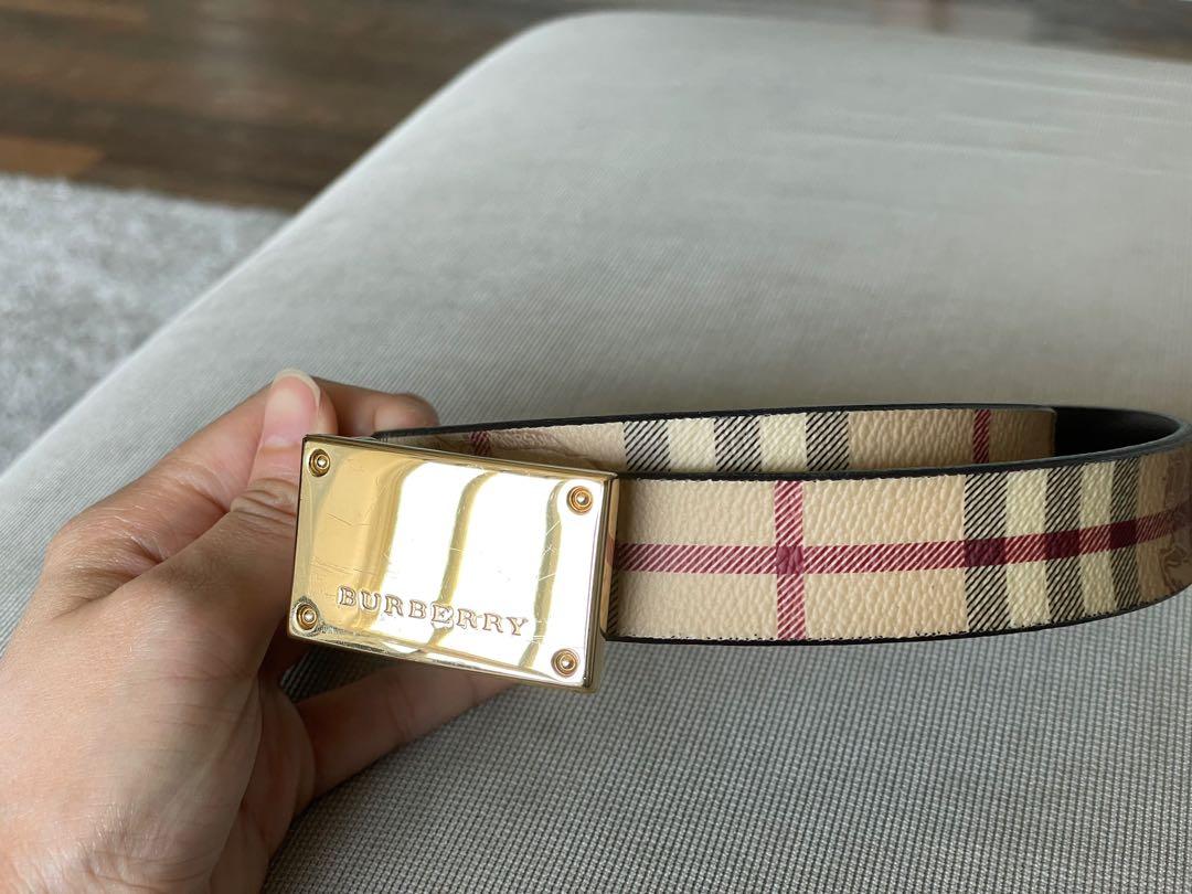 Burberry leather belt with gold buckle Women s Fashion Watches