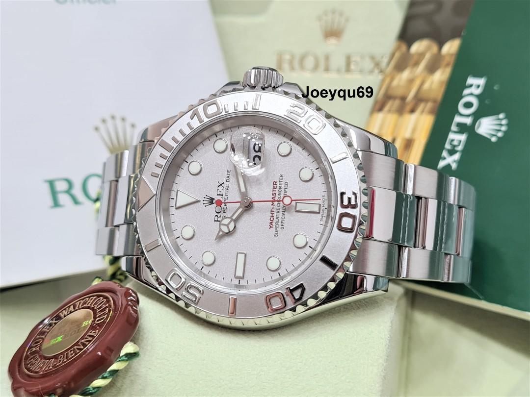 CERT BOX Men Rolex Yacht Master 40mm Platinum bezel Dial Red sec