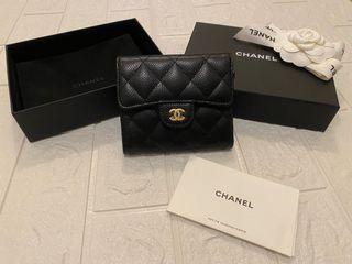 Chanel 金釦三折短夾 -香奈兒 皮夾