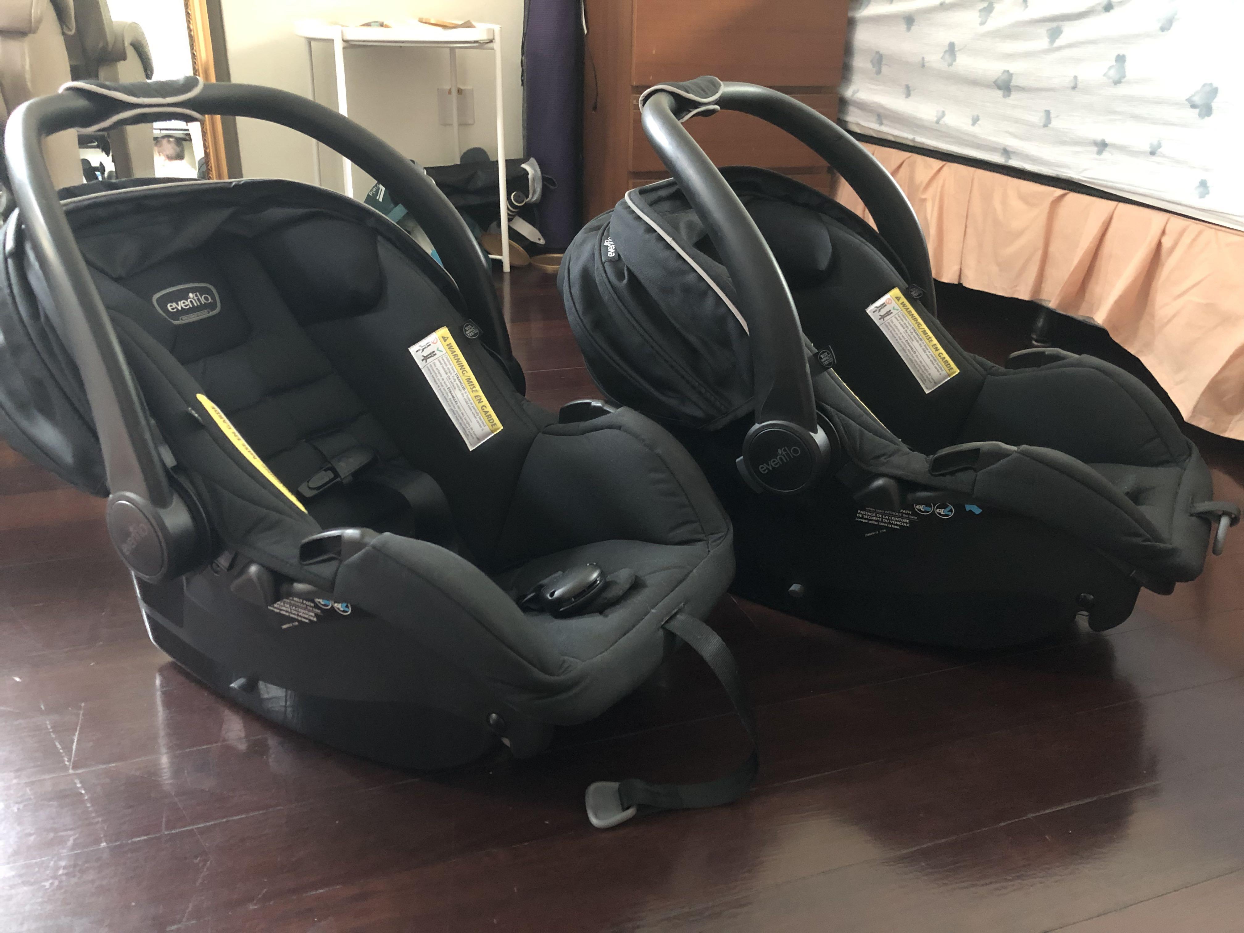 Double Evenflo SafeMax Infant Car seats with Isofix Base in Black