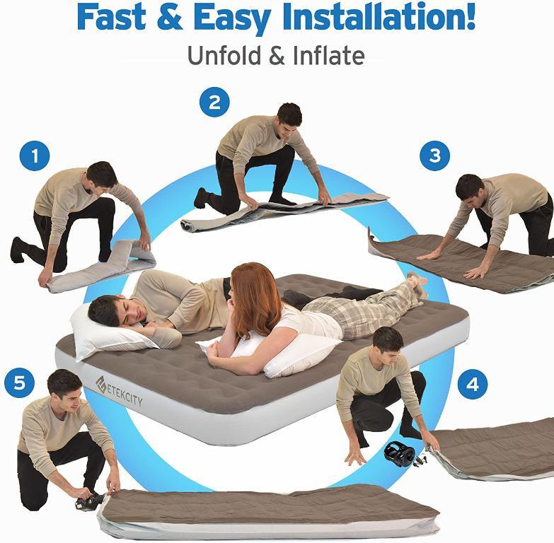 Etekcity Inflatable queen size bed, Furniture & Home Living, Furniture