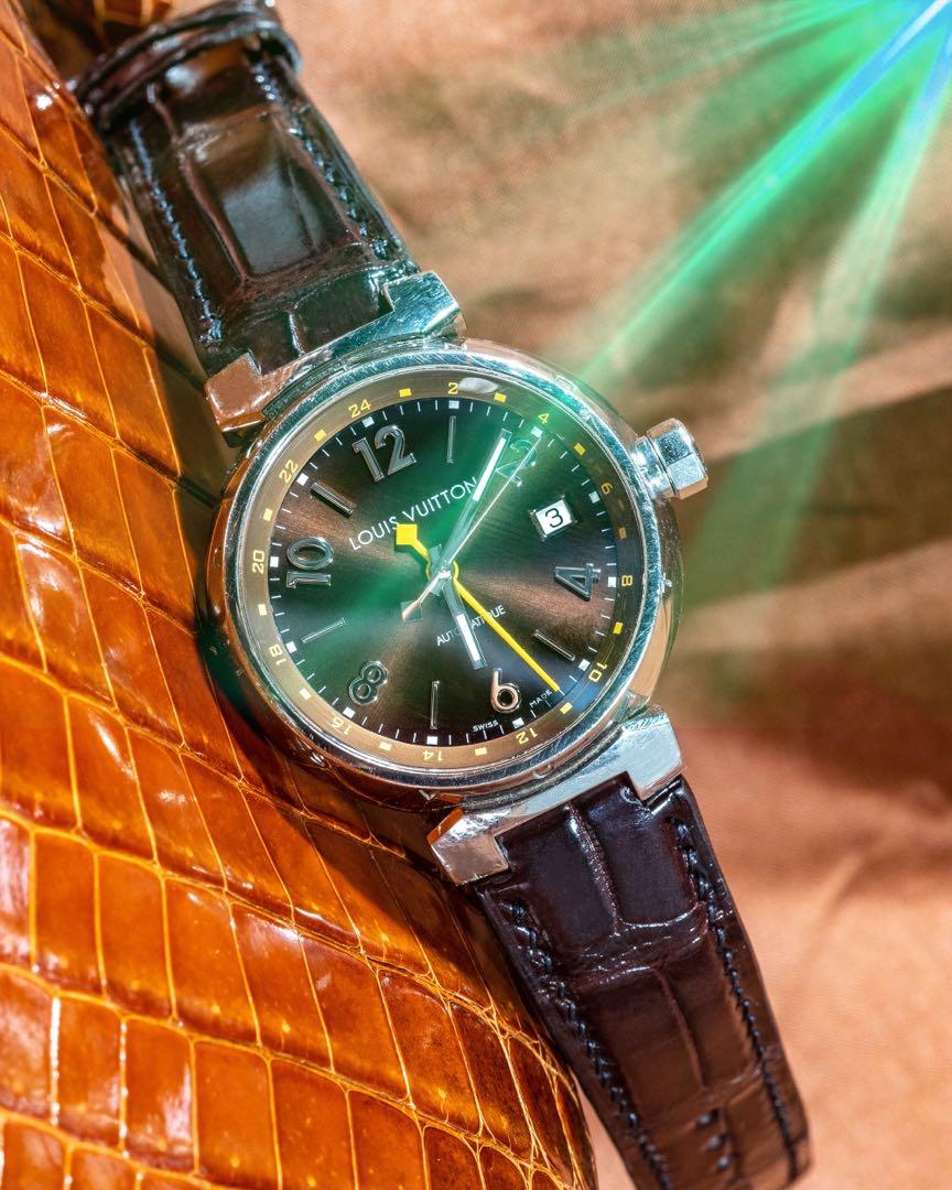 Handmade Handstitched Watch Strap In Reddish Brown Crocodile