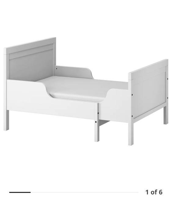 IKEA SUNDVIK Extendable bed frame with slatted bed base, grey80x200 cm White Wood, Babies