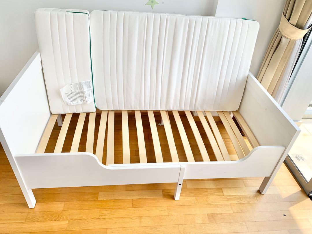IKEA SUNDVIK Extendable bed frame with slatted bed base, grey80x200 cm White Wood, Babies