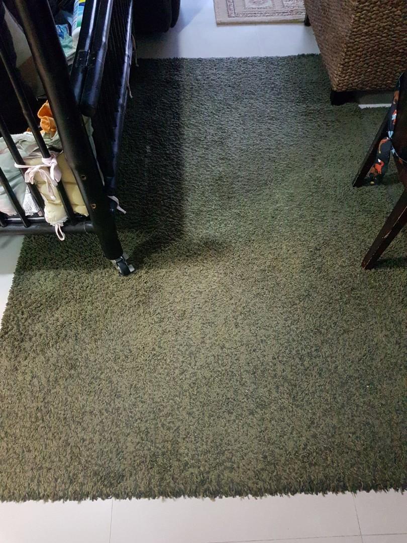 Ikea Hampen High Pile Green Carpet, Furniture & Home Living, Home Decor