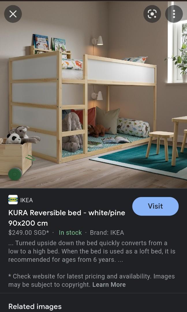 Ikea Kura reversible bed with 2 ikea mattress, Babies & Kids, Baby