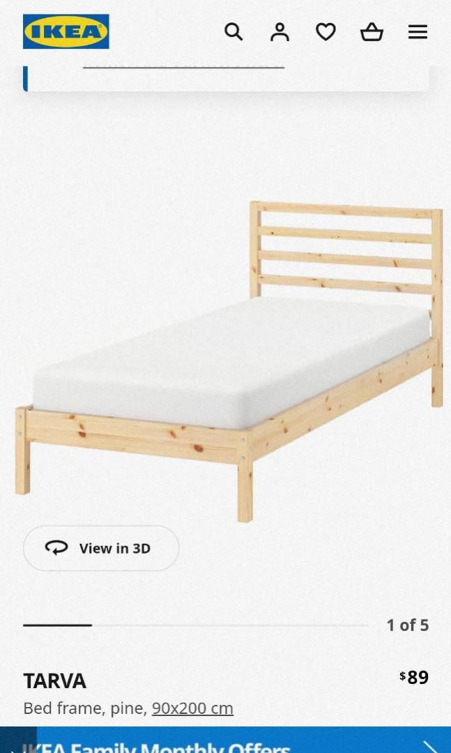 IKEA Tarva Single Bed Frame, Furniture & Home Living, Furniture, Bed