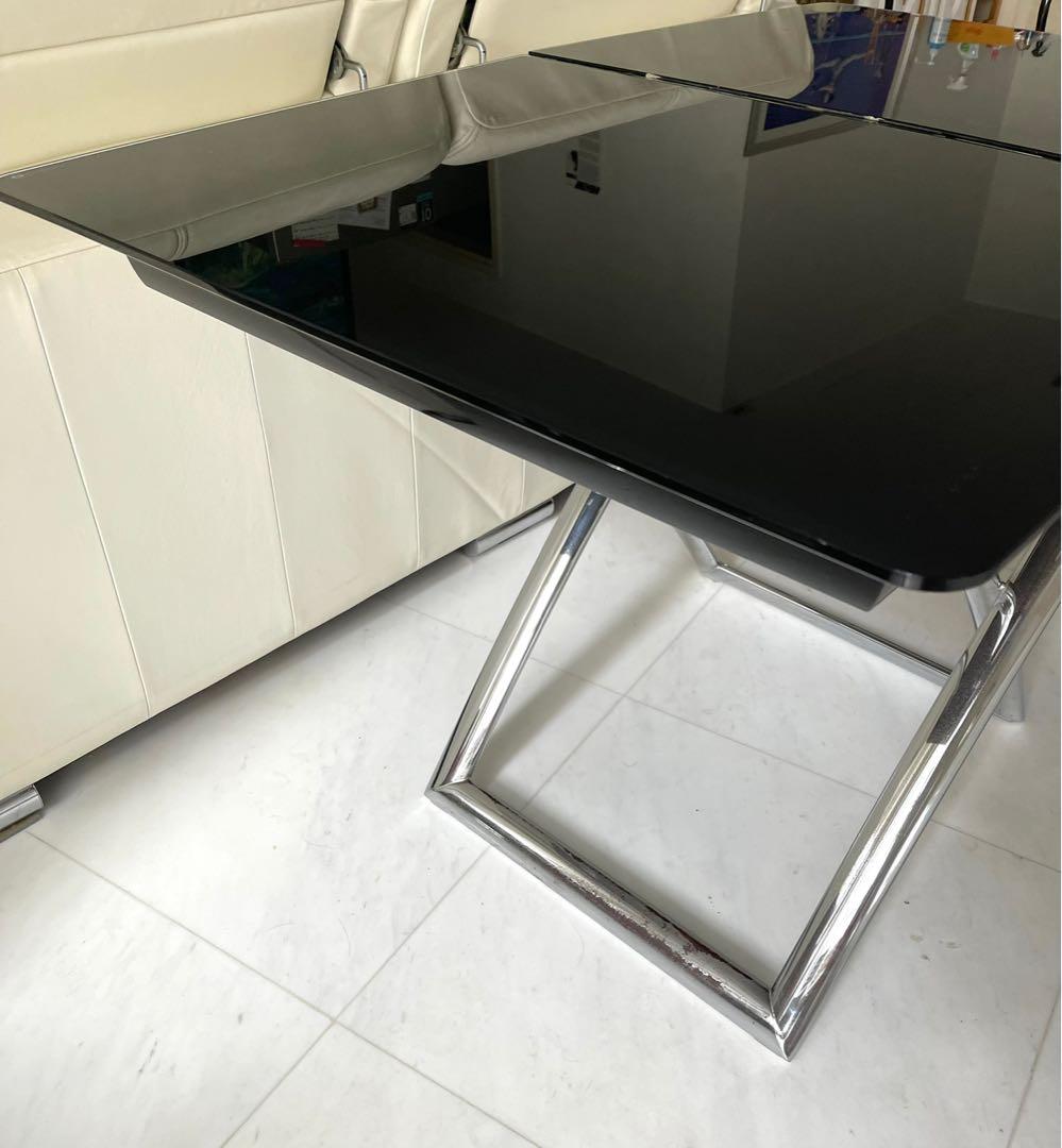 Italian Calligaris Tempered Glass Height Adjustable Dinning cum Coffee Table, Furniture & Home