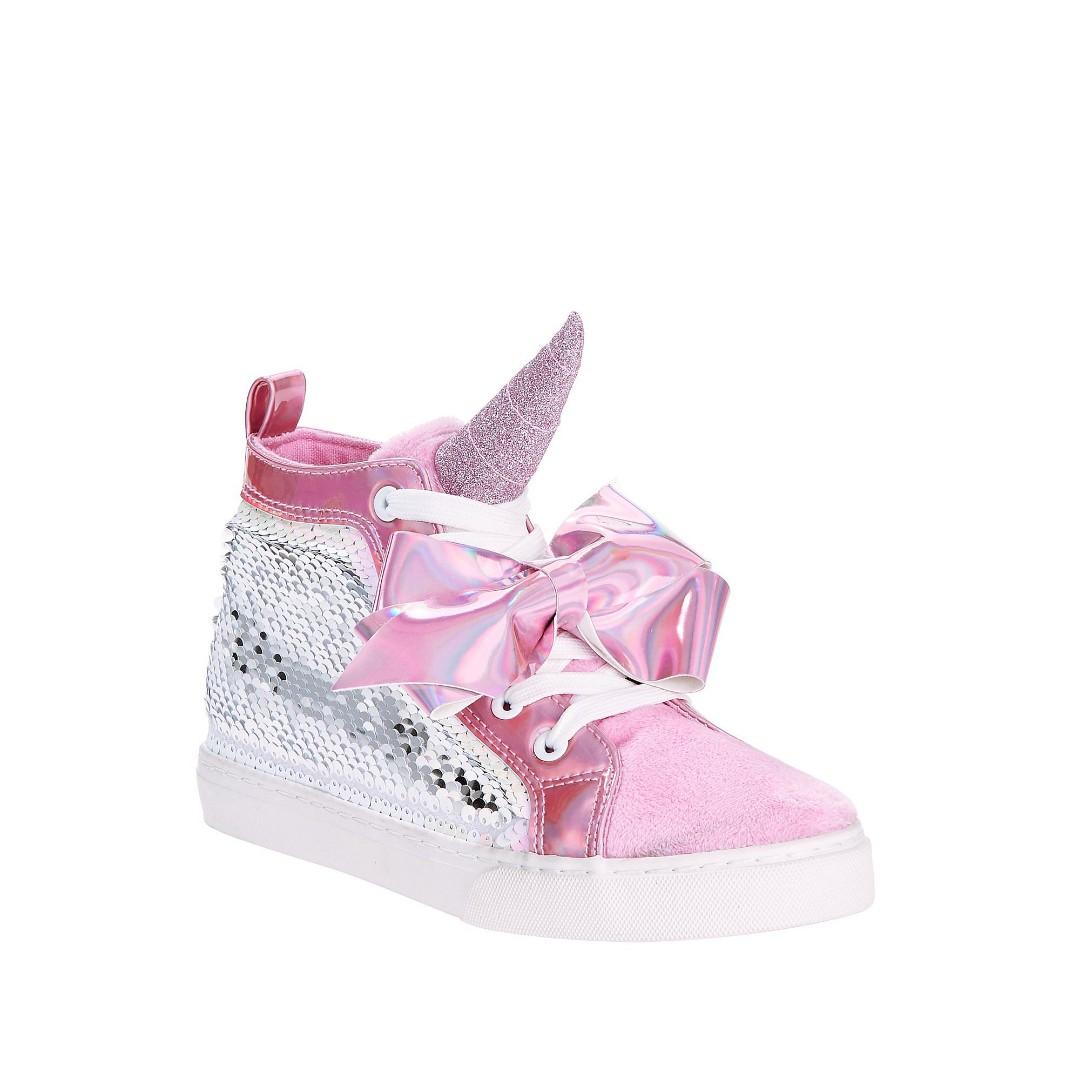 JoJo Siwa Girls High Top Fashion Sneakers, Rose Gold (Toddler