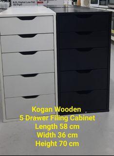 Kogan Wooden 5 Drawer Filing Cabinet