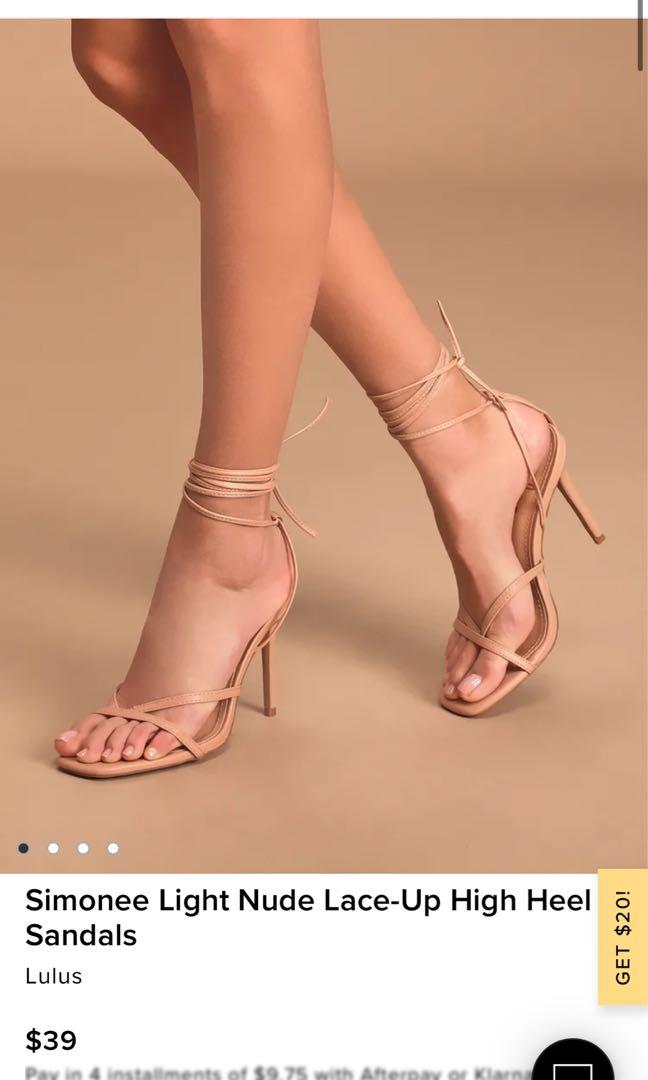 Nude lace up high deals heels