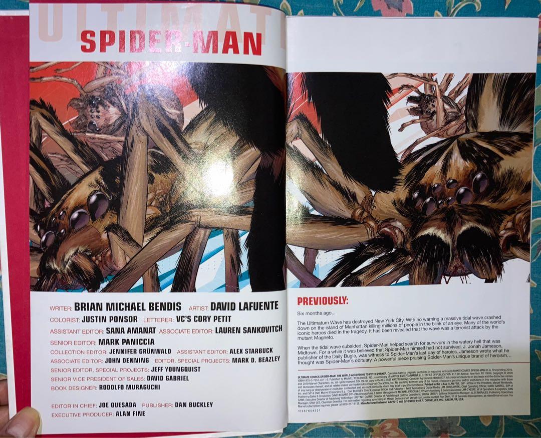 Marvel Spider-Man comics hard bound (Category: Comics & Manga) located in Quezon City. Submitted by jennybug (Listing ID 1160592617, Image 2). Description: Marvel Ultimate Comics Spider-Man: The World According to a Peter Parker vol 1 Written by Bendis, Artwork by Lafuente Bought in National Bookstore, read once and stored Hard bound Cover is not pristine but the pages inside are in perfect condition .
