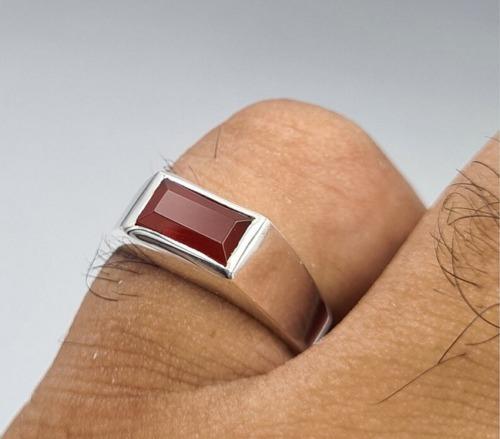 A4MR Men s Ultra Sleek Baguette Red Agate Ring Custom ideas with