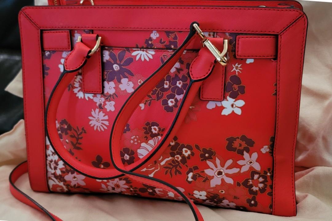 Michael kors clearance red flower bag
