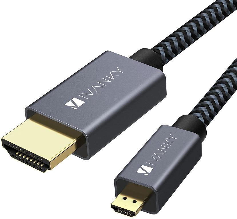 Micro HDMI to HDMI Cable 1M iVANKY 4K Compatible with Raspberry Pi 4 Huawei MediaPad ASUS Zenbook Sony camera