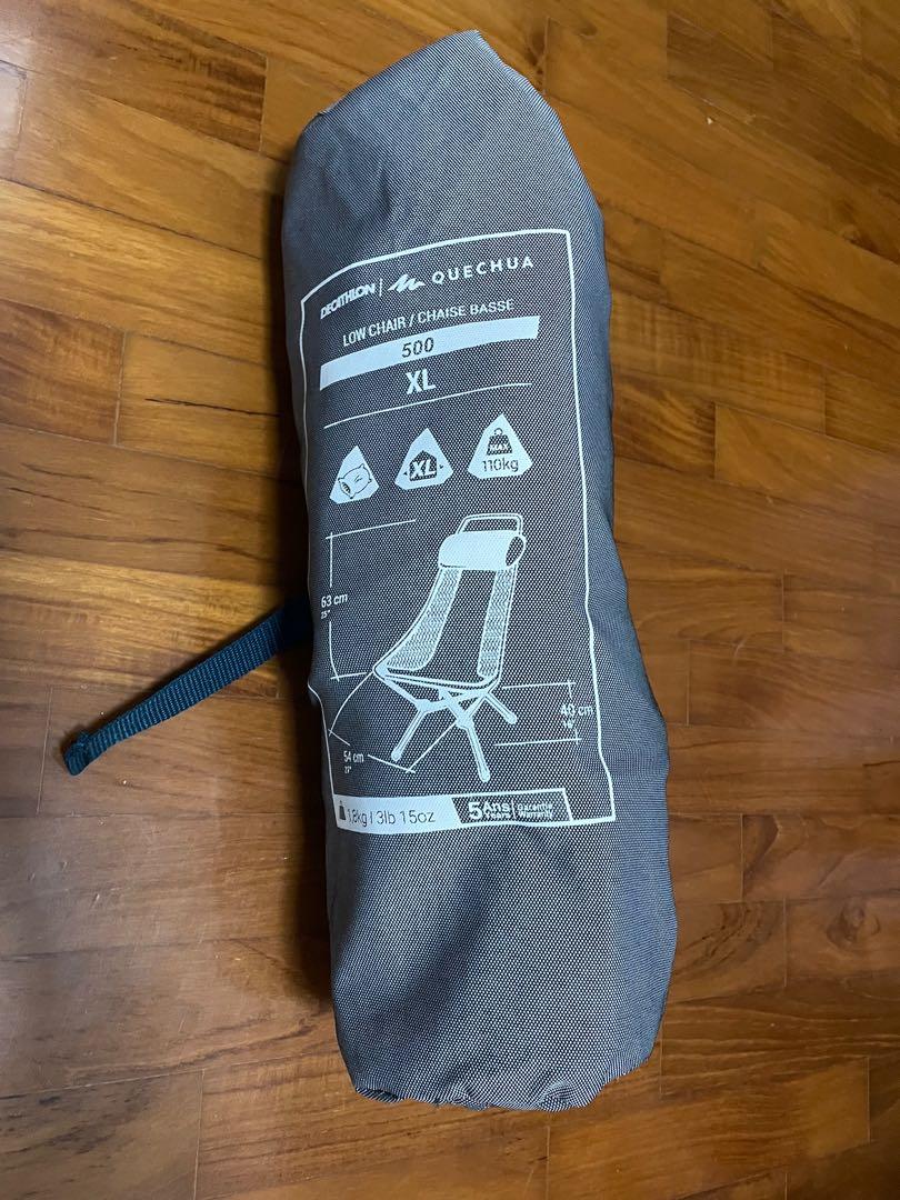 Mountain Hiking Low Folding Camping Chair Quechua MH500 XL Blue