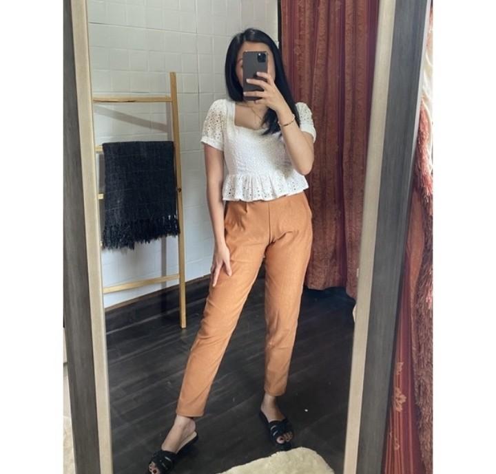 Plaid/plain trouser pants - dark 