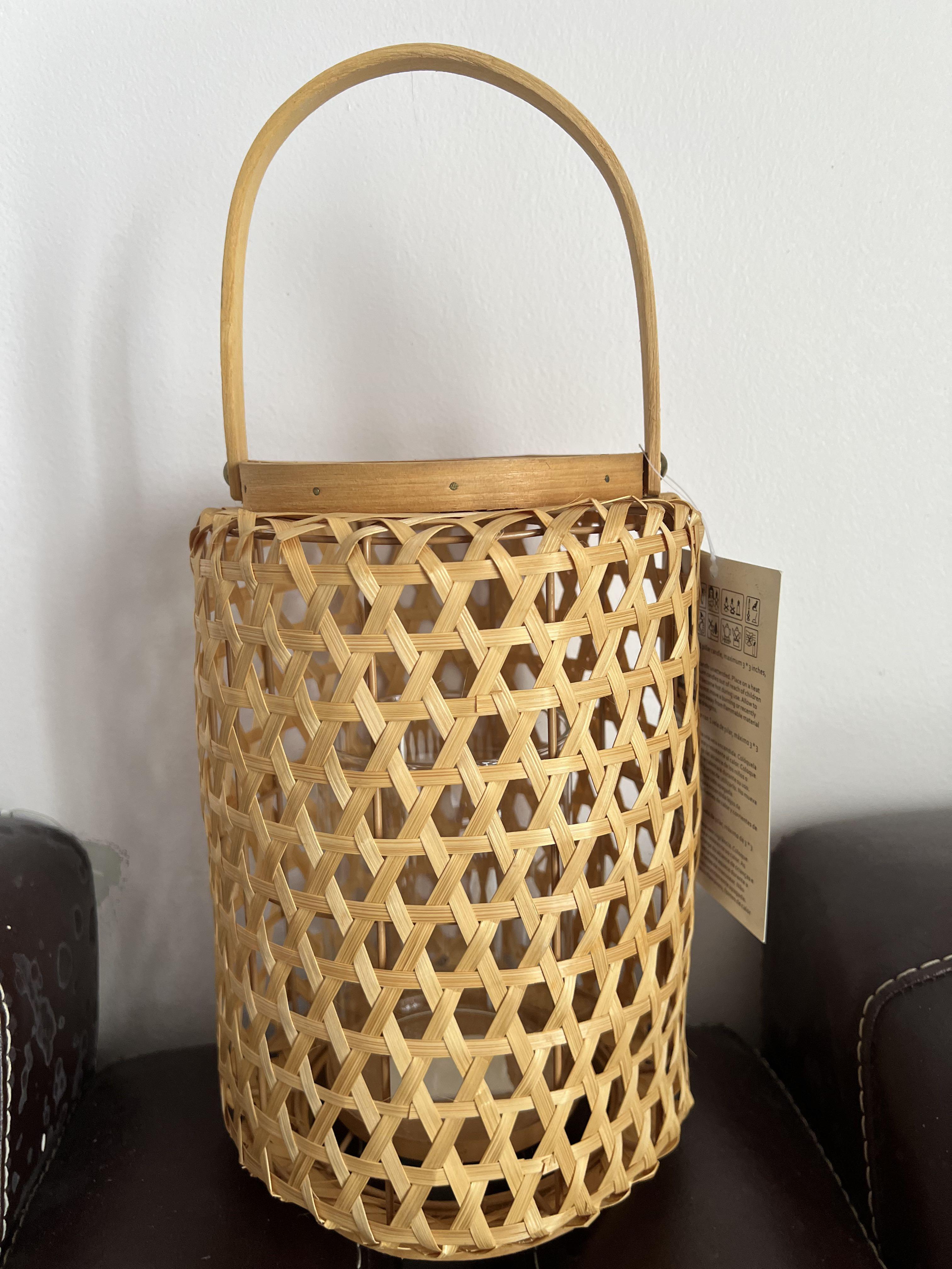Primark Home Natural Wicker Rattan Lantern Candle Holders / Bakul