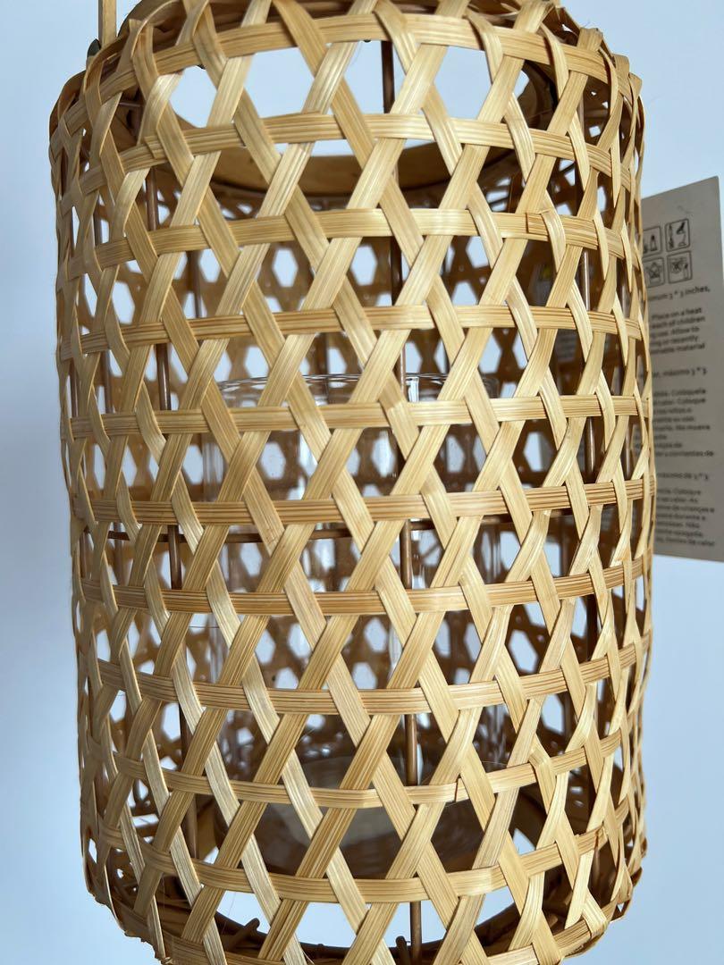 Primark Home Natural Wicker Rattan Lantern Candle Holders / Bakul
