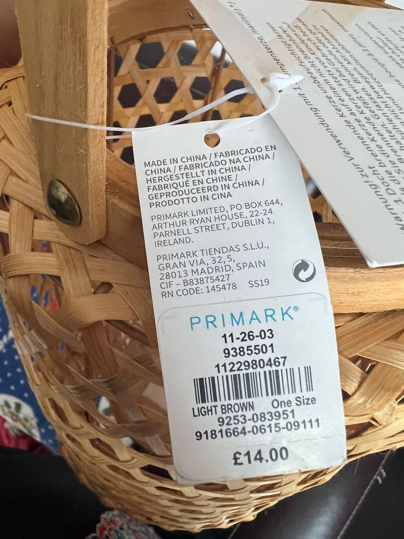 Primark Home Natural Wicker Rattan Lantern Candle Holders / Bakul