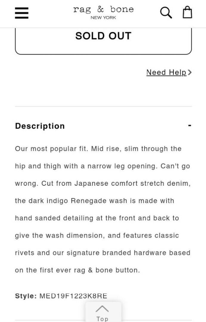 Rag \u0026 Bone Fit 2 Slim Renegade, Men's 