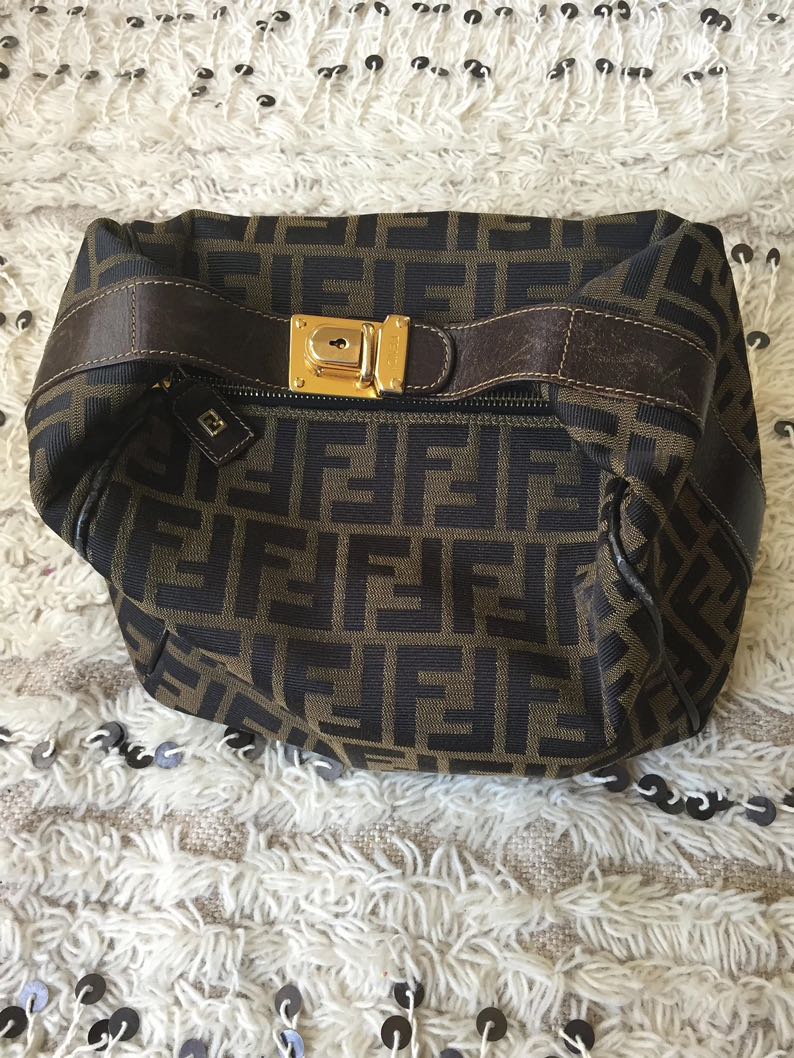 FENDI Vintage Classic Double FF Zucca Motif Print Portfolio Bag