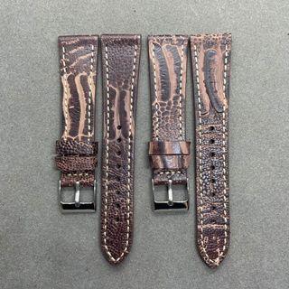 ‼️SALES‼️20MM OSTRICH LEG LEATHER WATCH STRAP - BROWN. fitted on rolex yachtmaster and hamilton jazzmaster skeleton as seen in pic4. also suitable for other 20mm lug sports/ classic/ dress watches
