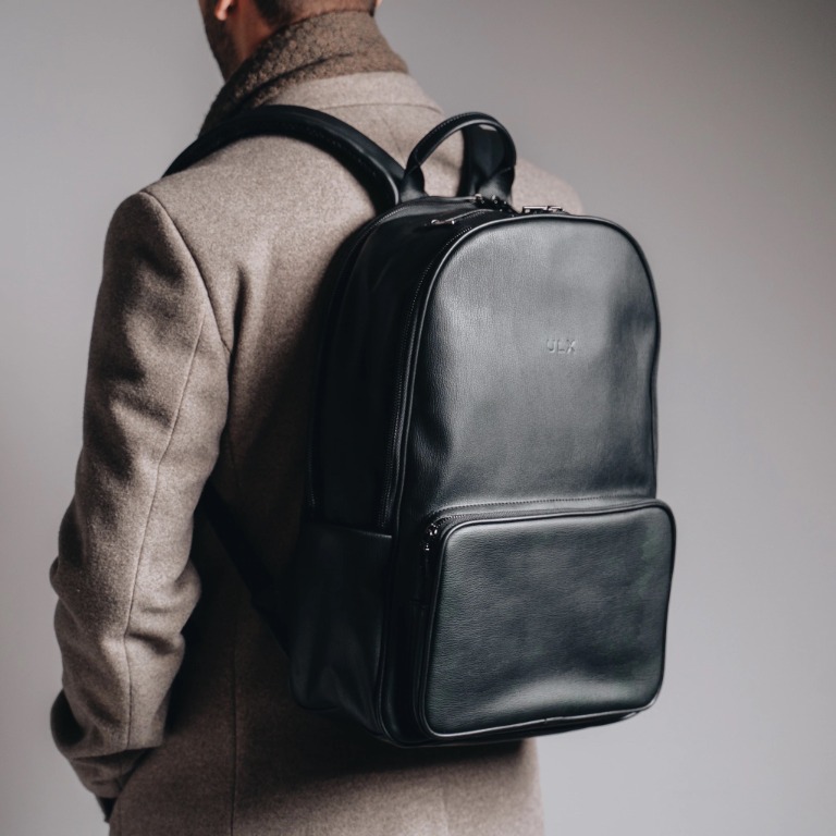 ULX Classic Leather Backpack Black Men s Fashion Bags