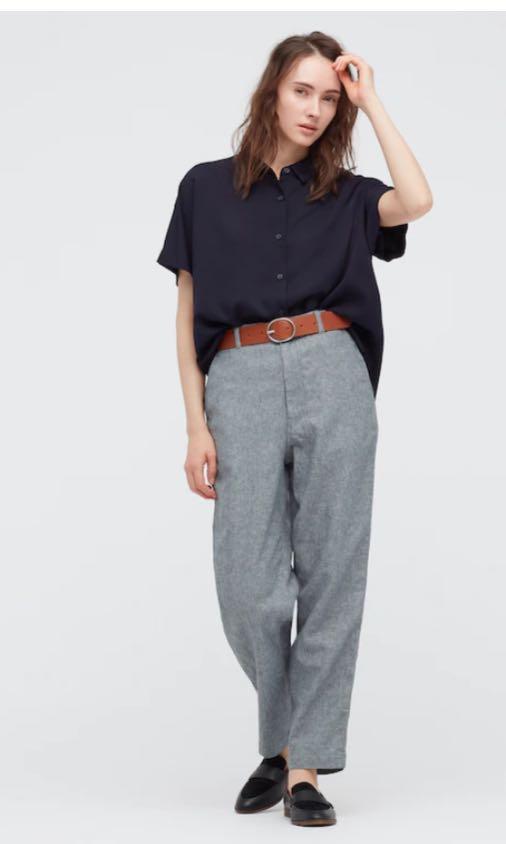 2022 Summer NEW! Women Causal Style Linen and Cotton Waist Belt Cropped  Pegged Pants