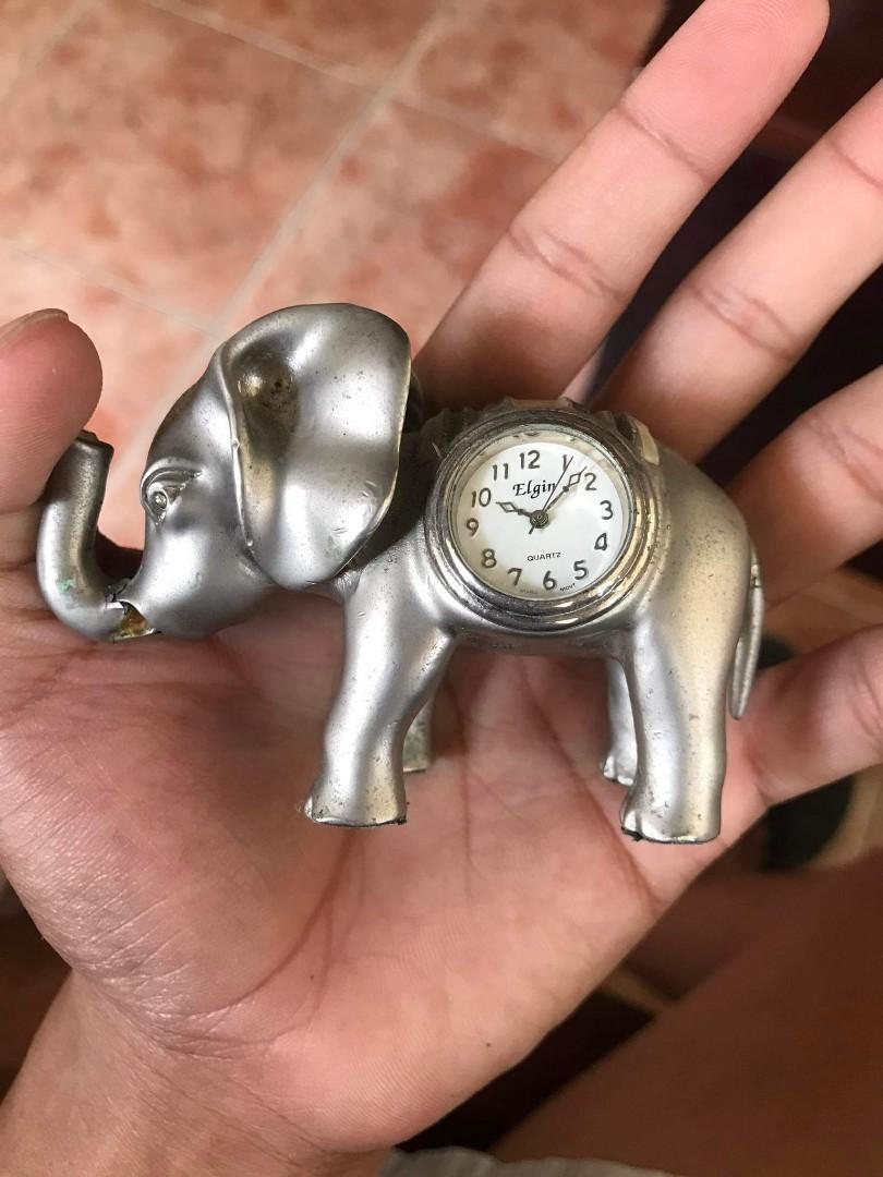 Vintage Mantle Clock Elgin Elephant, Hobbies & Toys, Memorabilia