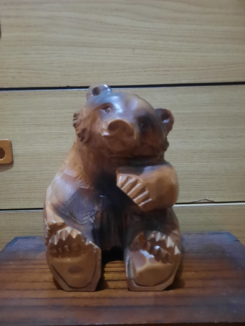 Wood bear bottle holder, Hobbies & Toys, Memorabilia & Collectibles ...