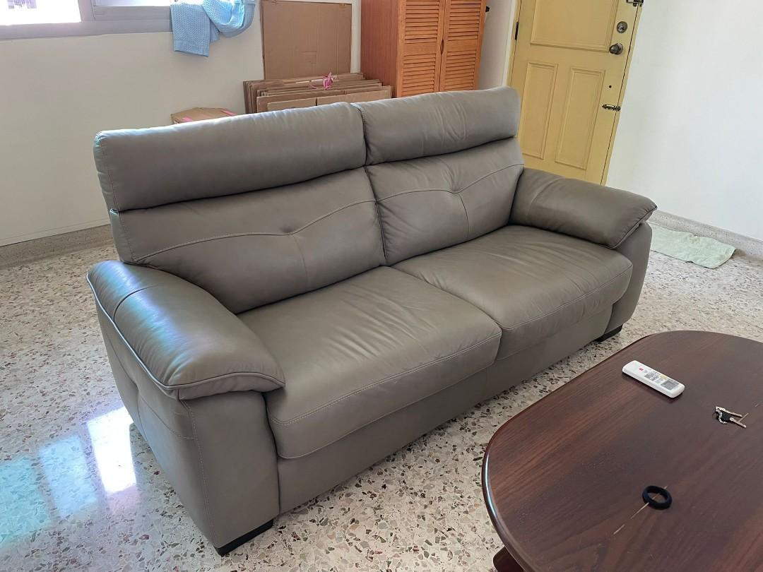 Zamora 3 seater half leather sofa, Furniture & Home Living, Furniture