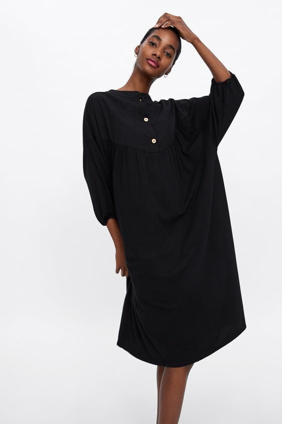 Zara buttoned oversized shirt hot sale dress