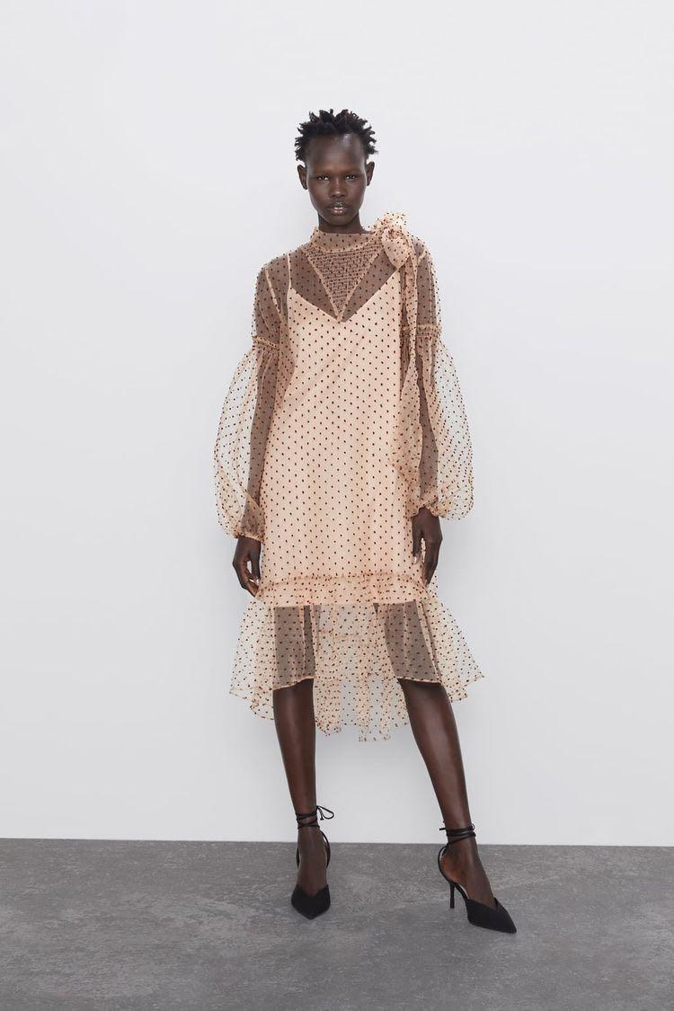 dotted mesh tulle dress zara