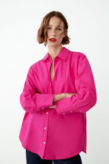 ZARA POPlin Shirt, Fesyen Wanita 