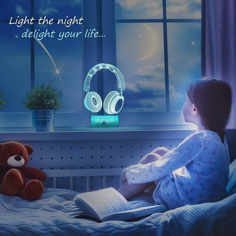 3D Night Light for Kids, JQGO 3D Illusion Lamp Bedside Lamp Table  Nightlights Controller Night Light with Remote Control Touch 16 Color  Changing Desk Lamps Birthday Gifts for Girls Boys -, Furniture