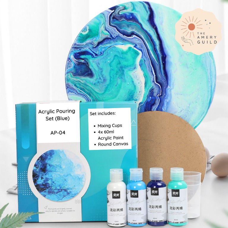 Acrylic Pouring Set with Canvas and Paint, Hobbies & Toys, Stationery ...