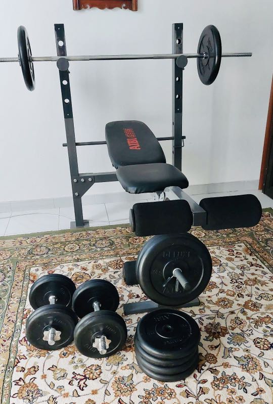 Trojan bench and hotsell weight combo set